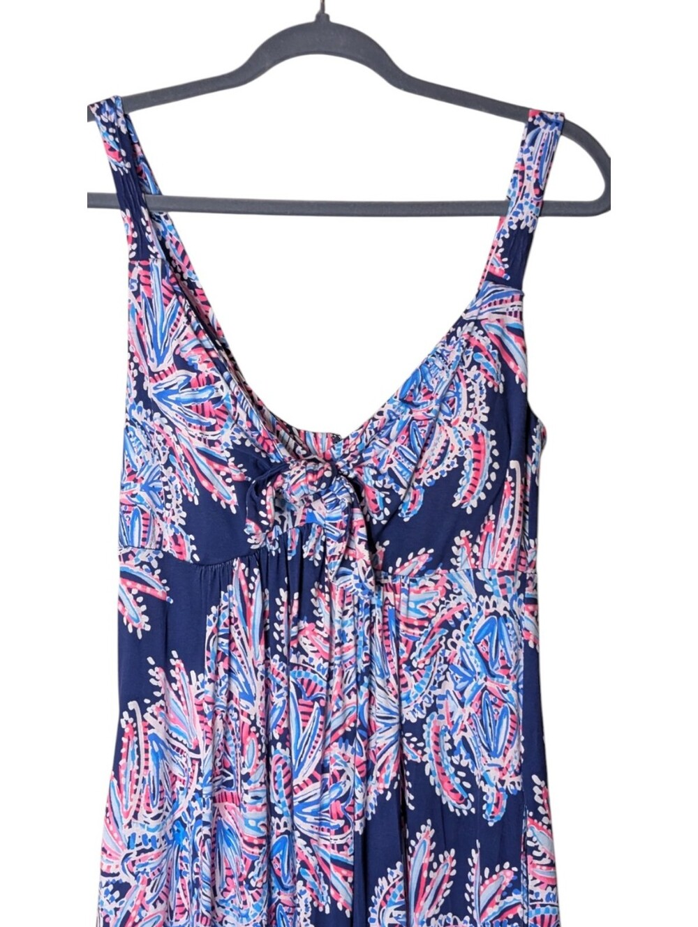 Lilly Pulitzer Maui Maxi Dress Oyster Bay Blue Miss Shell Size 4 pockets empire - Picture 8 of 9